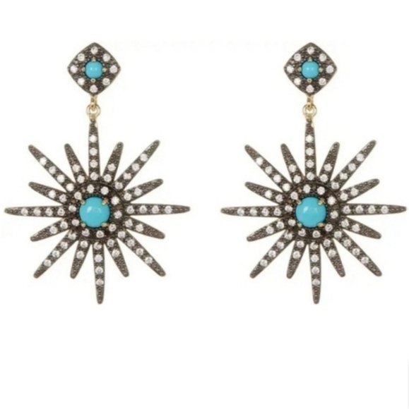 adornia Jewelry - Nordstrom Adornia Starburst Earrings with Turqouise & Swarovsky Crystals 92.5